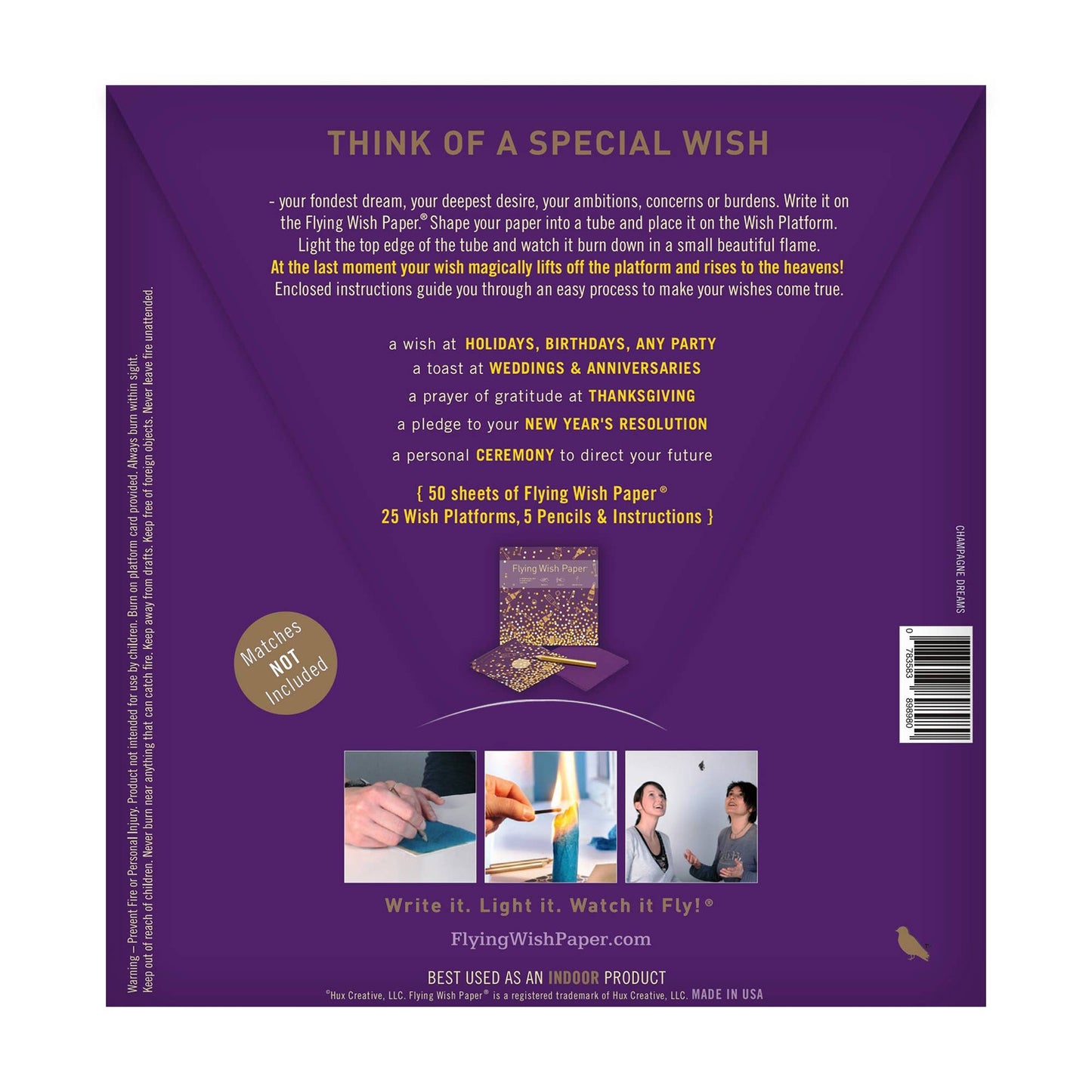 FLYING WISH PAPER® – Manifestation & Intention Ceremony Kits - CHAMPAGNE 50 Wish Paper Kit | Party Favor | Wish Kit