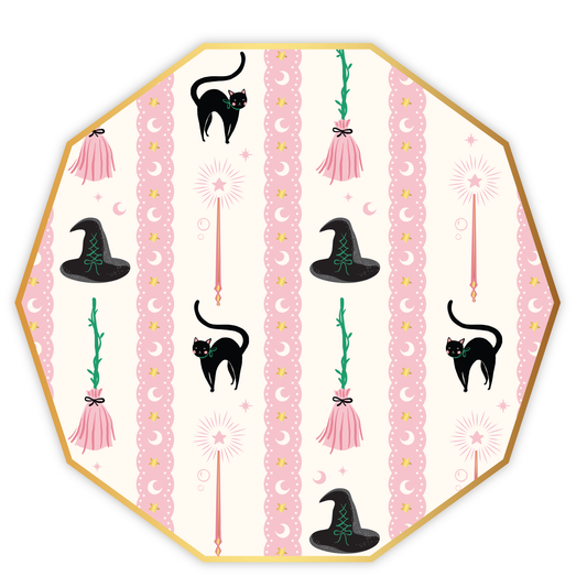 WITCH HAT & BROOM LARGE PLATES