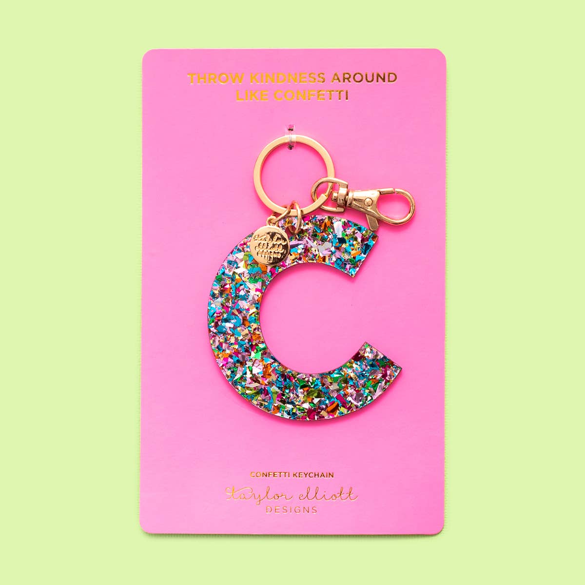 Taylor Elliott Designs - Keychain - Colorful Confetti - Letter C