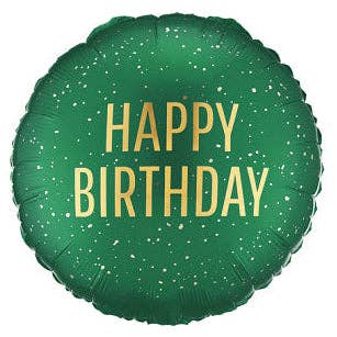Happy Birthday Dark Green Round Mylar Balloon 18 in.