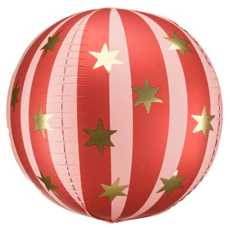 Red Starry Ball Foil Orb Balloon 16 in.