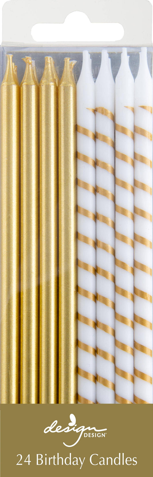 Gold Solids & Stripes Extra Large Stick Candles