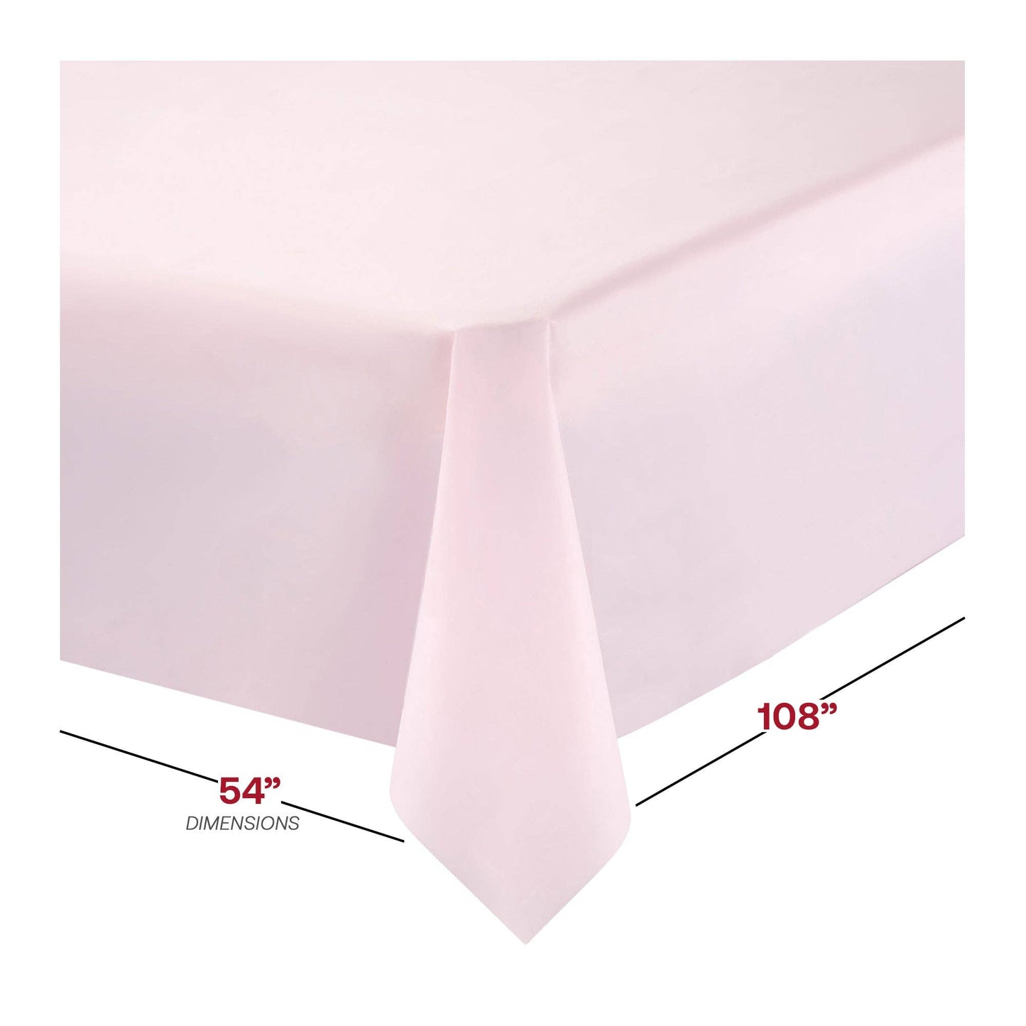 54" x 108" Pink Rectangular Plastic Tablecloth - 1 pc