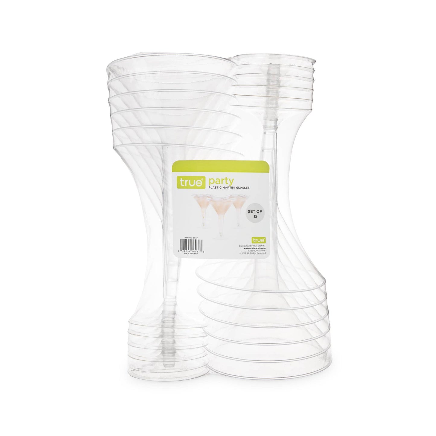 Party Disposable Clear Plastic Martini Glasses Pack of 12