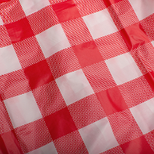 84 In. Round Red Gingham Plastic Table Cover Disposable: Red Gingham / 84 In. round