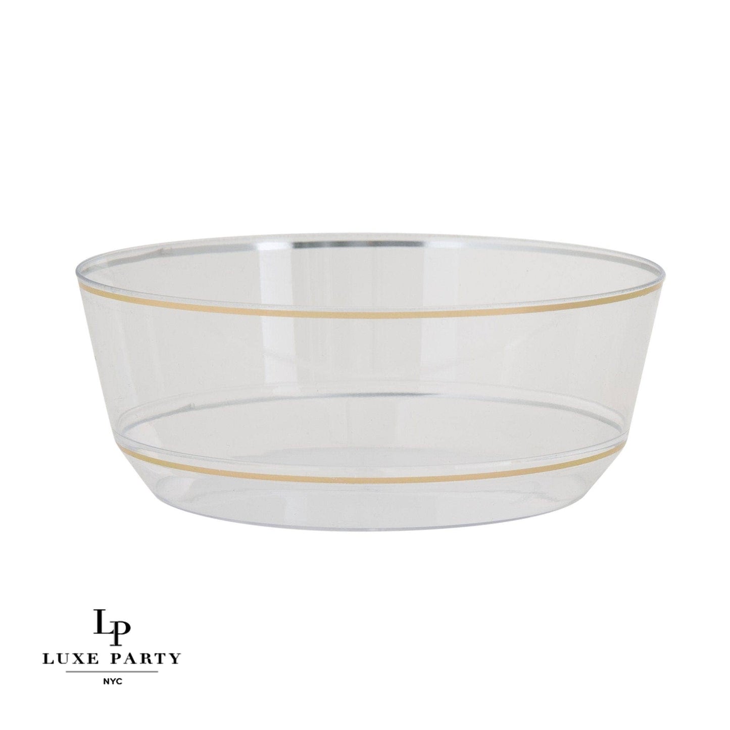 14 Oz. Round Clear • Gold Plastic Bowls | 10 Pack