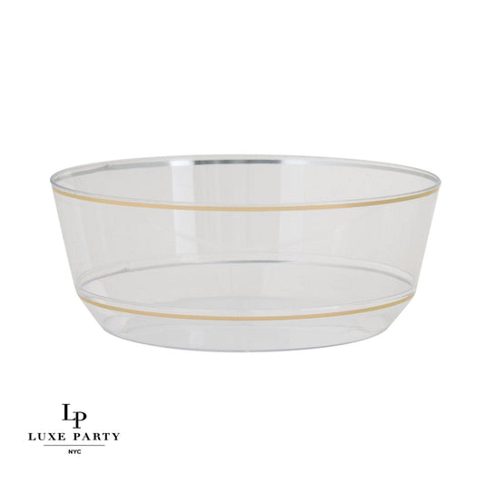 14 Oz. Round Clear • Gold Plastic Bowls | 10 Pack