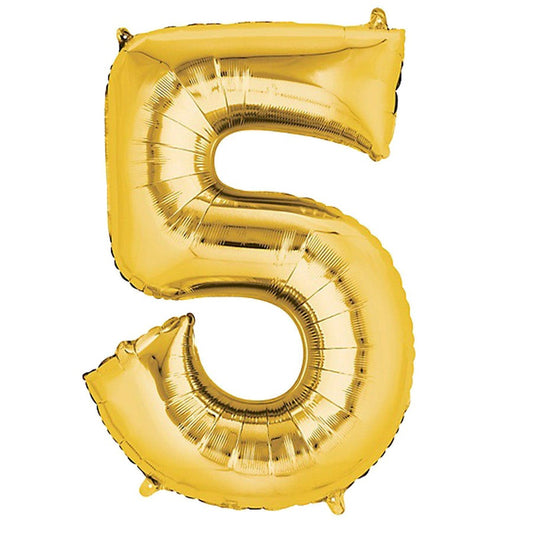 Gold Foil Number 5 balloon 34"