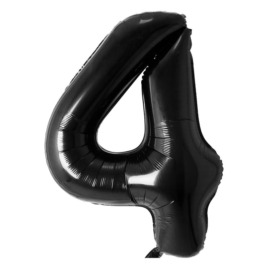 34" Black Number 4 Mylar Balloon