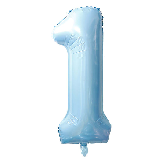 34" Baby Blue Number 1 Mylar Balloon