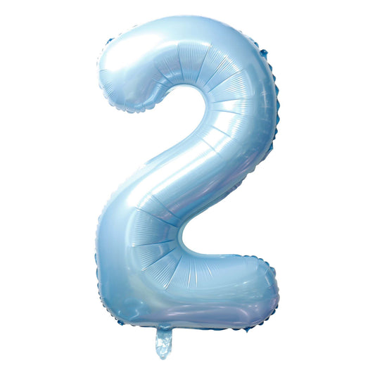 34" Baby Blue Number 2 Mylar Balloon
