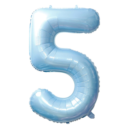 34" Baby Blue Number 5 Balloon