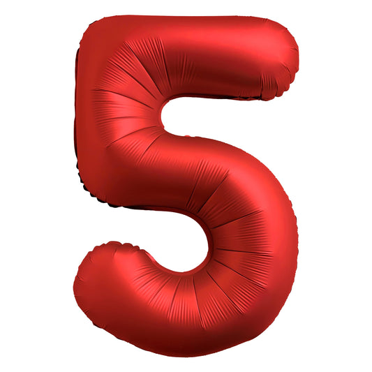 34" Chrome Red Number 5 Mylar Balloon