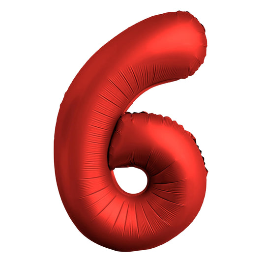 34" Chrome Red Number 6 Mylar Balloon