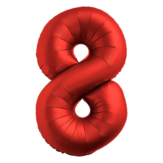 34" Chrome Red Number 8 Mylar Balloon
