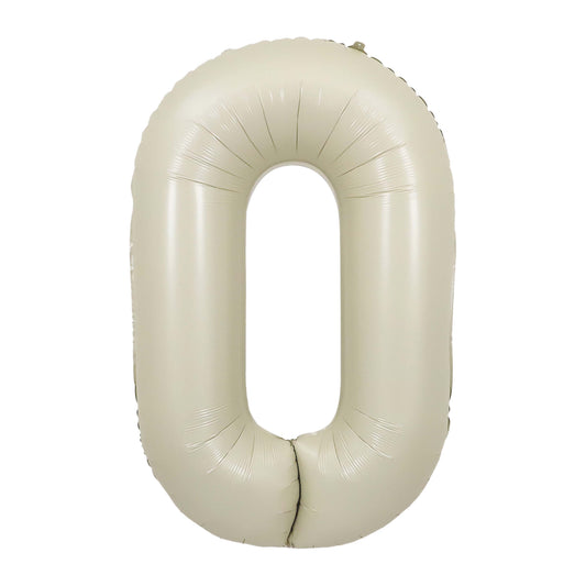 34" Cream Number 0 Mylar Balloon