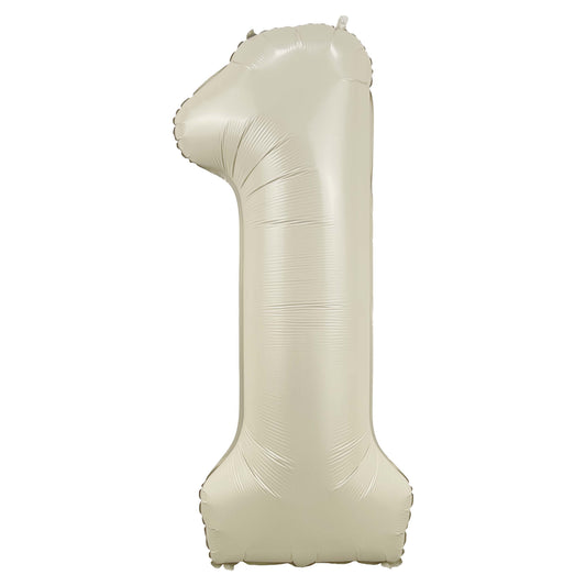 34" Cream Number 1 Mylar Balloon