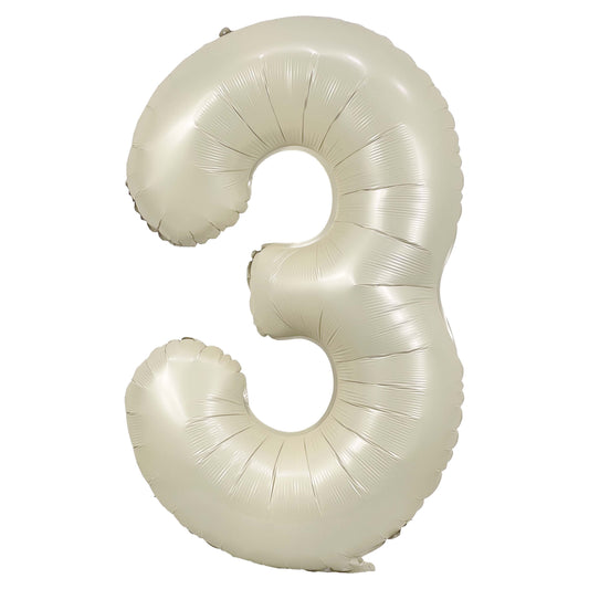 34" Cream Number 3 Mylar Balloon