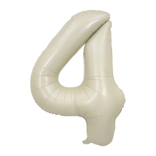 34" Cream Number 4 Mylar Balloon