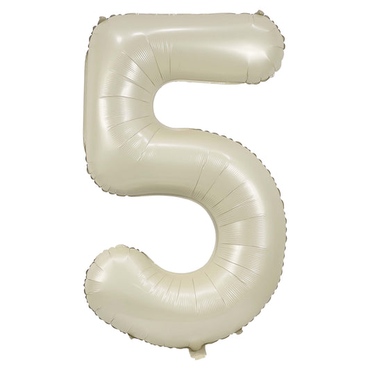 34" Cream Number 5 Mylar Balloon