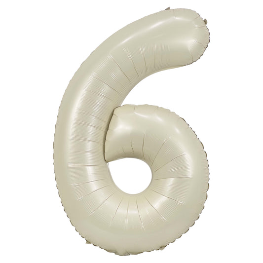 34" Cream Number 6 Mylar Balloon