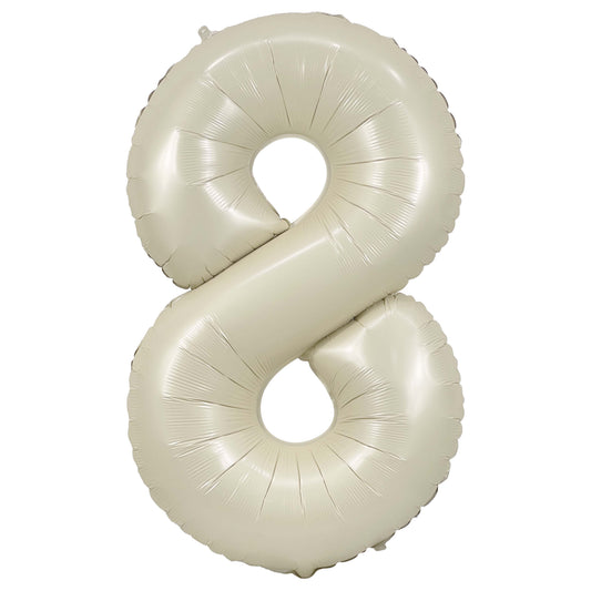 34" Cream Number 8 Mylar Balloon