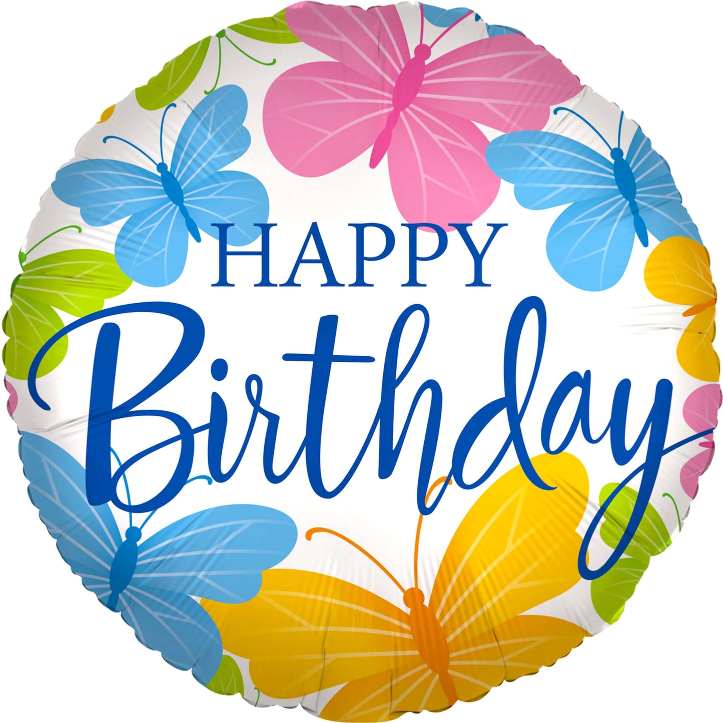 18" Happy Birthday Colorful Butterflies Mylar Balloon