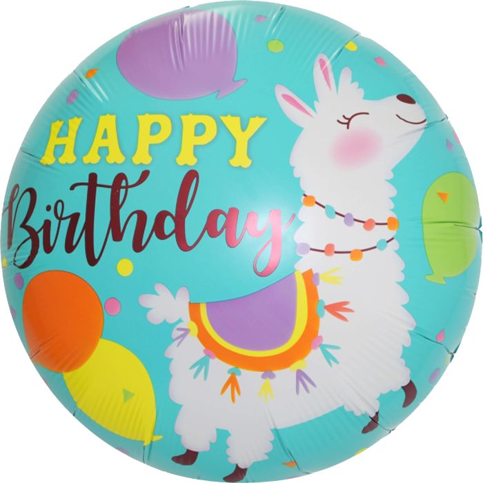 18" Happy Birthday Llama Mylar Balloon