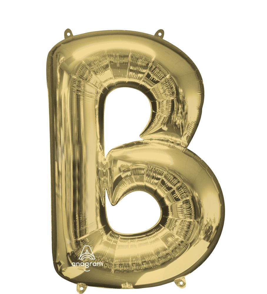 34" Letter B Mylar Balloon - White Gold