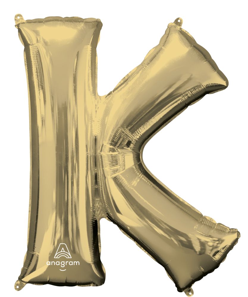 34" Letter K Mylar Balloon - White Gold