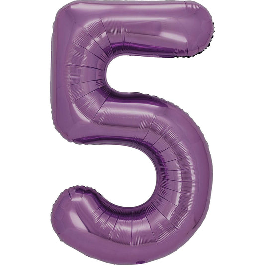 34" Lavender Mylar Balloon Number 5