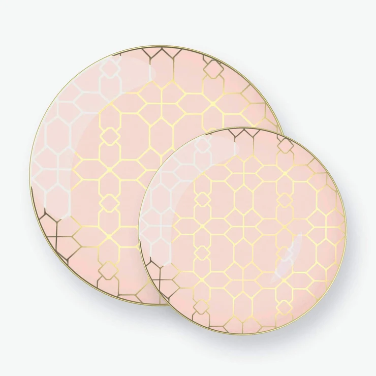 Round Geometric Plastic plates 7.5 inch