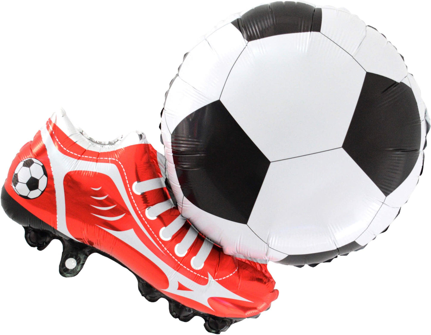 29" Red Cleats Kicking Soccer Ball Mylar Balloon
