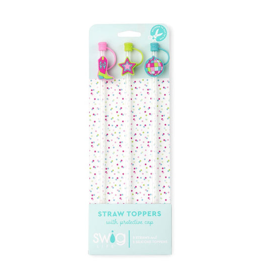 DISCO COWGIRL Reusable Straw Toppers