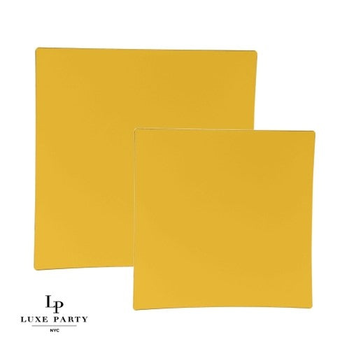 Yellow • Gold Square Plastic Plates | 10 Pack 8"