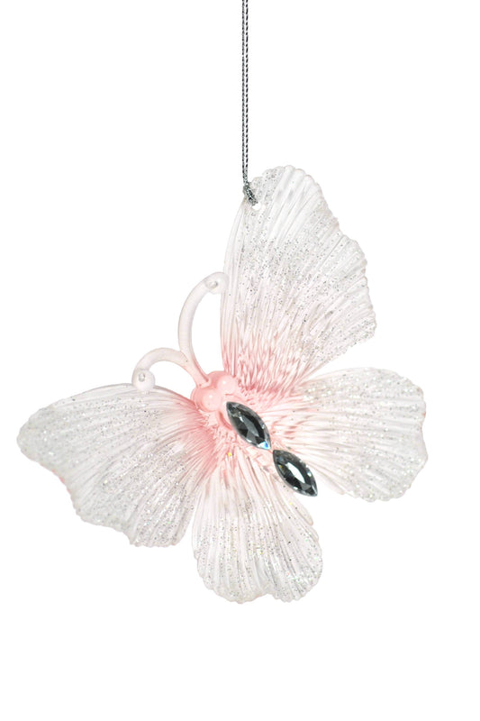 Pink Glittered Butterfly Ornament