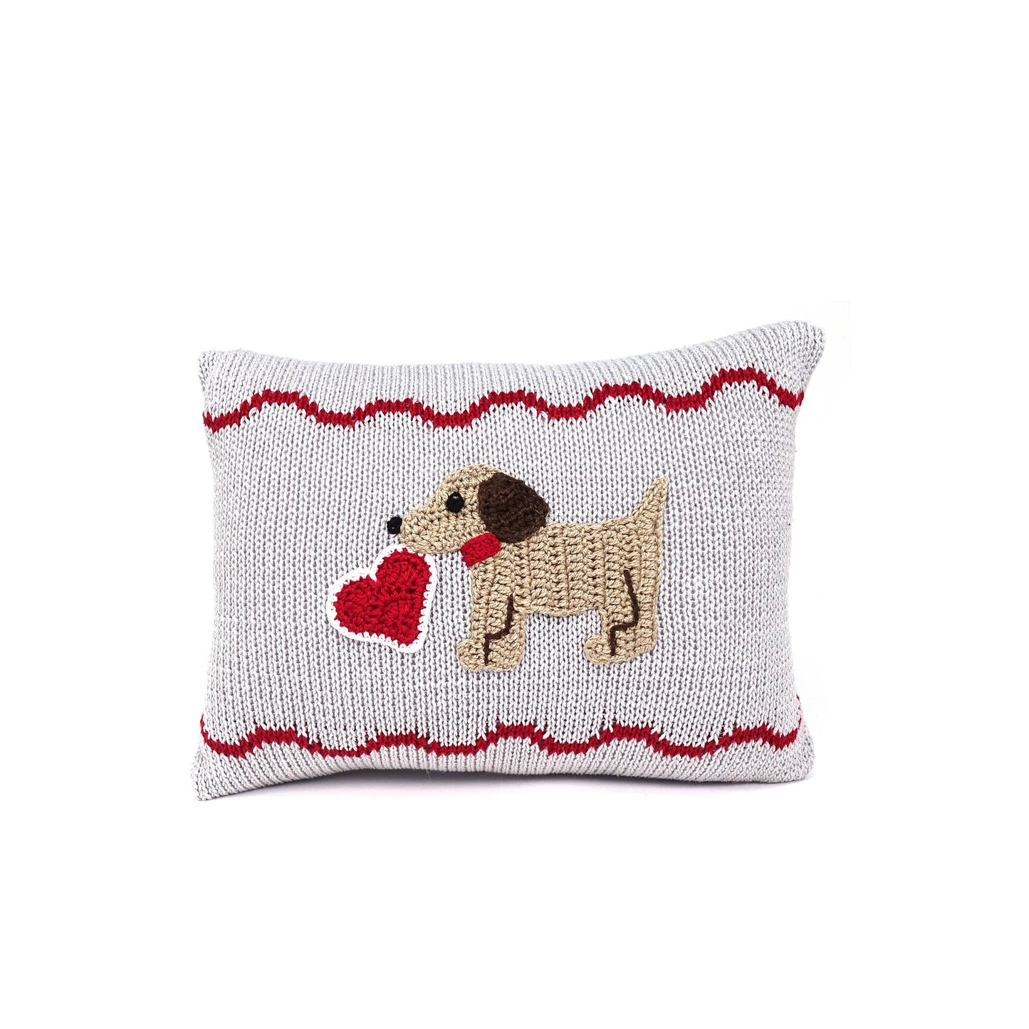 Valentine Puppy Dog Mini Pillow, Grey