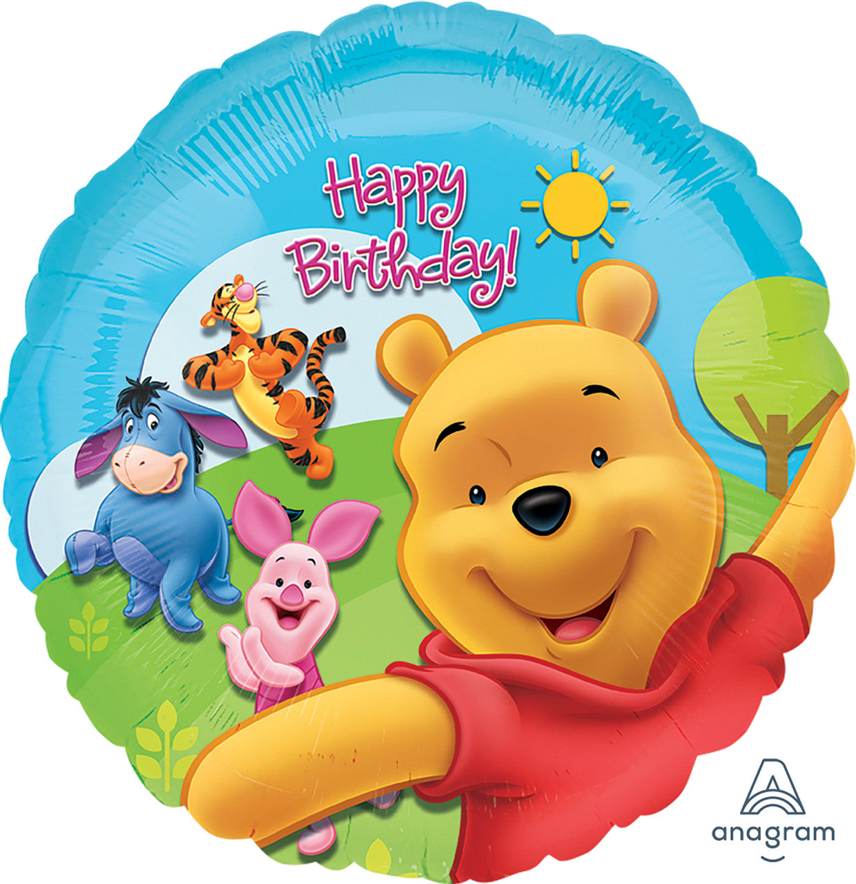 A Winnie The Pooh Happy Birthday Mylar balloon