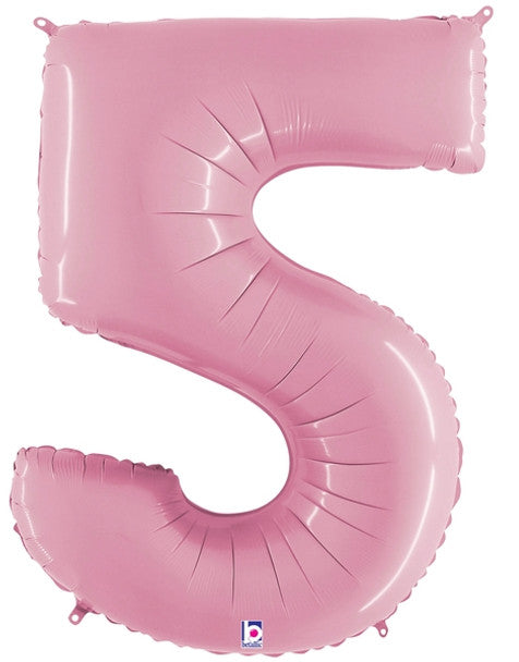 Pastel Pink Foil Number 5 balloon 40"