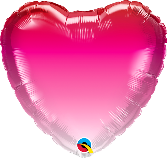 Heart Pink Ombre mylar balloon 18"