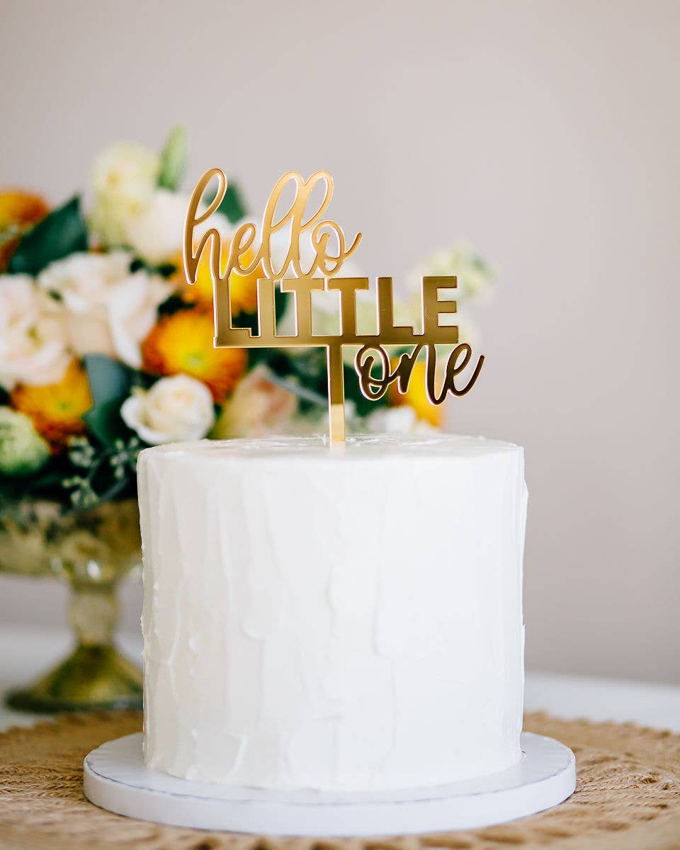 Hello Little One Cake Topper - Mirror Acrylic- GOLD