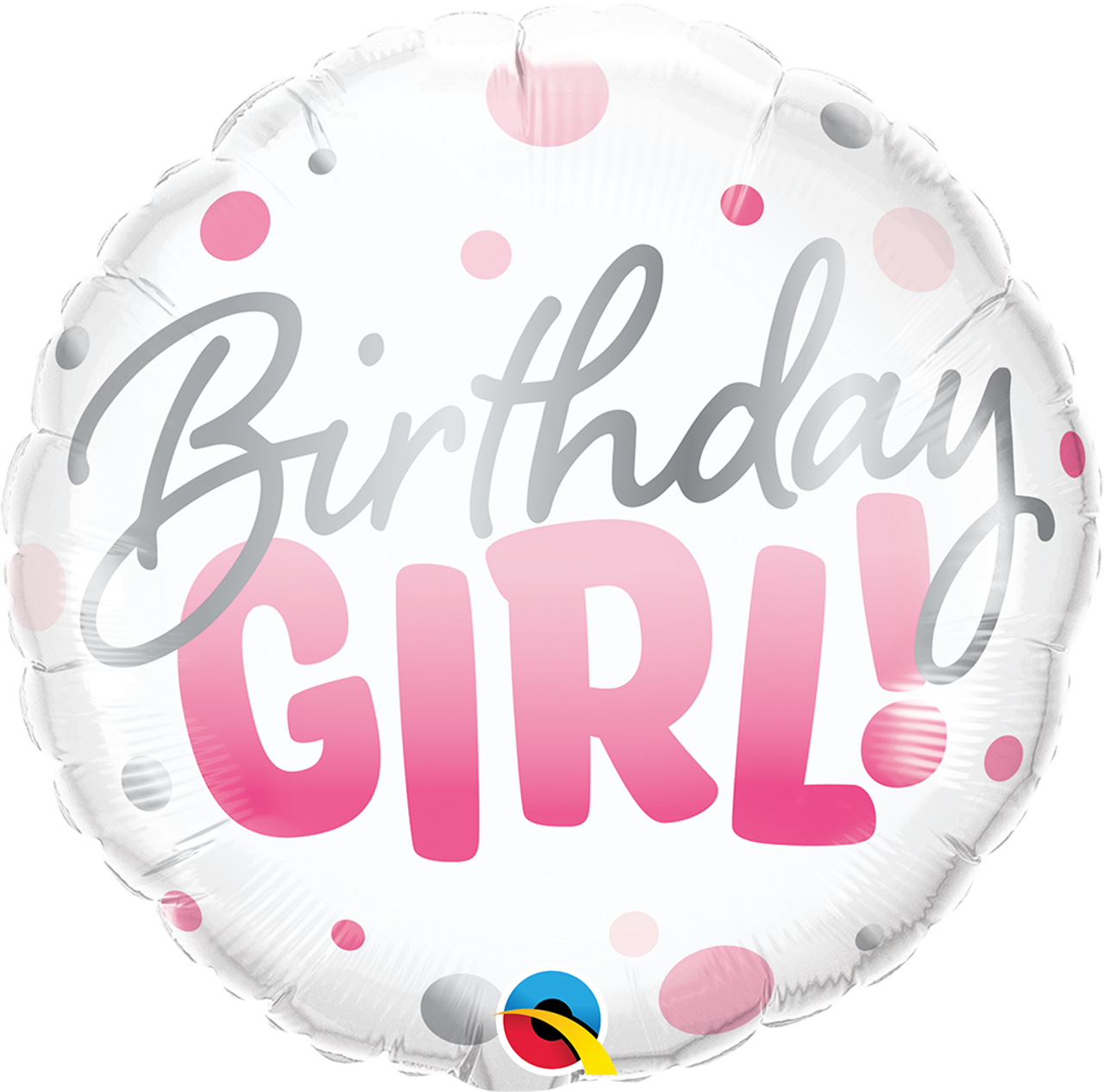 Birthday Girl Pink Dots Foil Balloon 18"