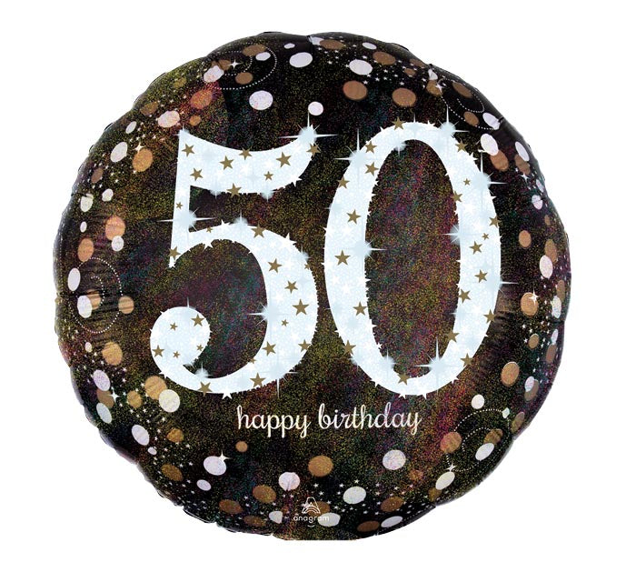 Happy Birthday Sparkling 50th Holographic 18" Foil Balloon