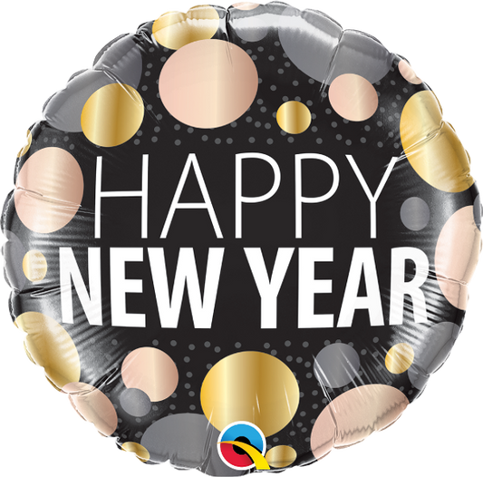 Happy New Year Metallic  Dots Foil Balloon