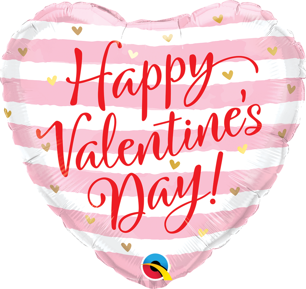 Happy Valentine Pink Stripes Heart Foil Balloon