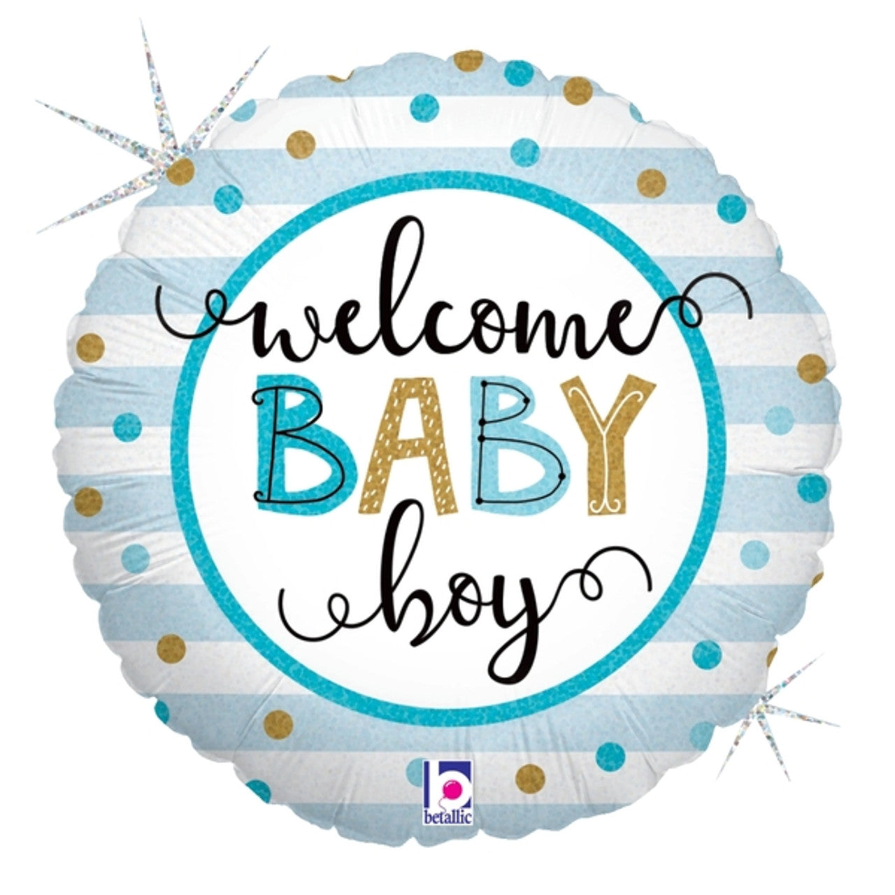 Welcome Baby Boy Holographic 18" Mylar balloon