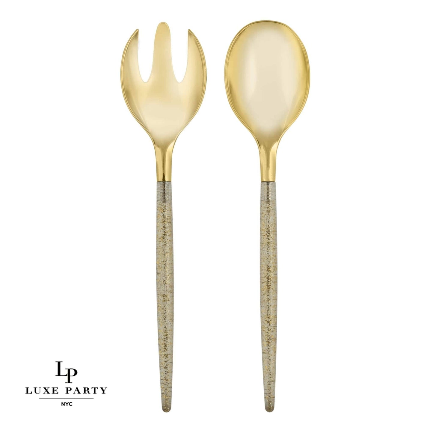 Gold Glitter Plastic Serving Fork • Spoon Set