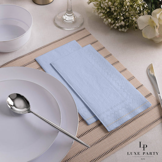 Ice Blue with Silver Guest Paper Napkins | 16 Napkins