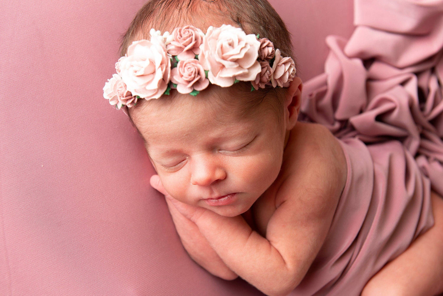 Baby flower Headband, pink roses head band