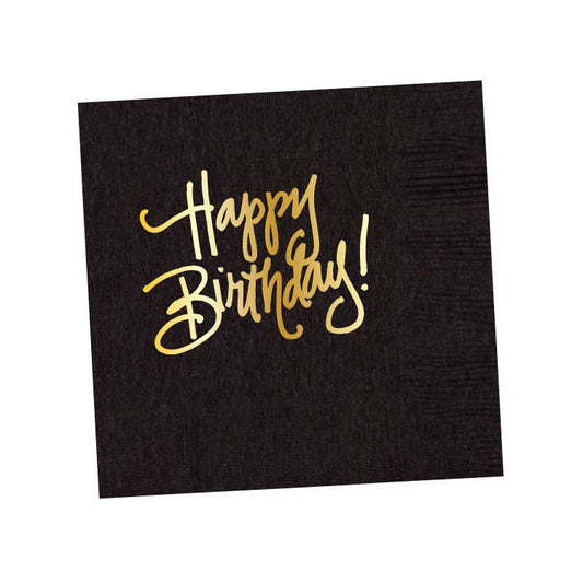 Happy Birthday! | Napkins Black and Gold